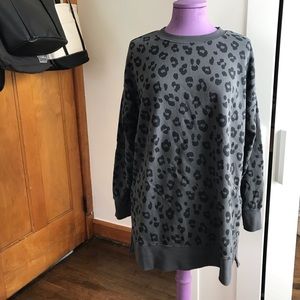 Grey leopard tunic style sweatshirt